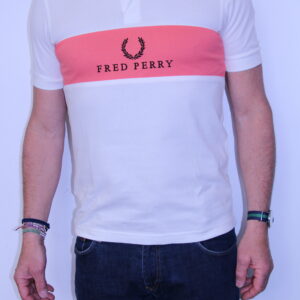 FRED PERRY – Polo à Empiècement Bi-Color White