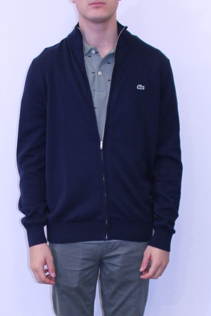 LACOSTE Gilet Zipp?� Coton Marine - SPORT AVENTURE