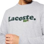Sweatshirt marquage LACOSTE en molleton gris