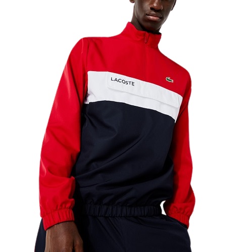 survetement LACOSTE SPORT color-block veste et pantalon en taffetas léger enfilable rouge magasin sport aventure à Orange sport et mode