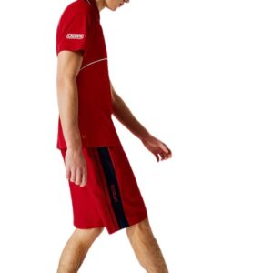 LACOSTE Short rouge à bandes contrastées