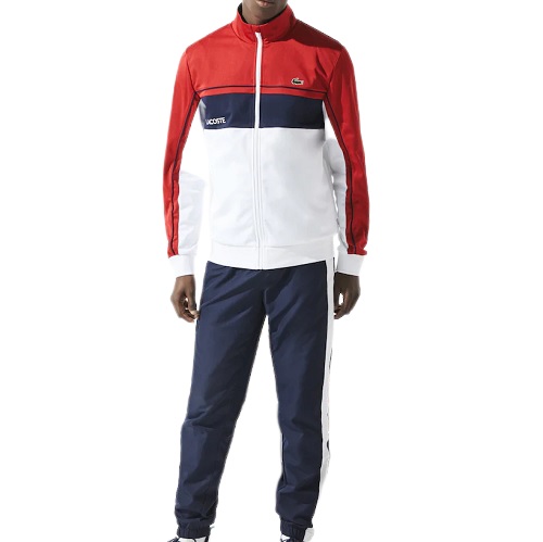 Veste Lacoste sport zippée color block bleu blanc rouge magasin sport aventure à Orange Lacoste sport mode