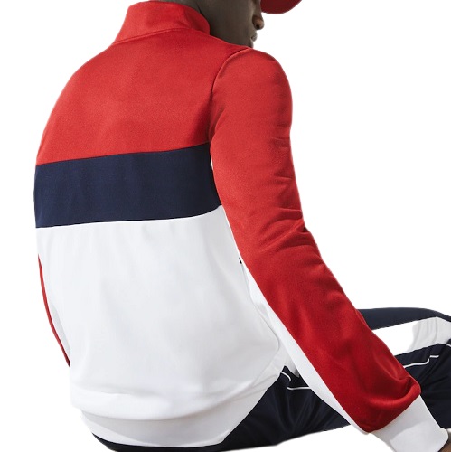 Veste Lacoste sport zippée color block bleu blanc rouge magasin sport aventure à Orange Lacoste sport mode