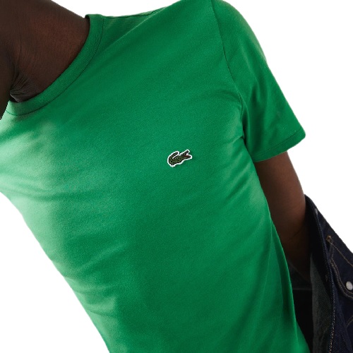 LACOSTE t-shirt uni en coton Pima léger crocodile vert vetement chaussures accessoires Lacoste magasin Sport aventure Orange