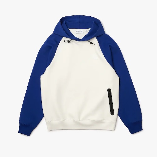 sweatshirt Lacoste sport bicolore lacoste sweatshirt bicolore à capuche blanc bleu sport aventure Orange