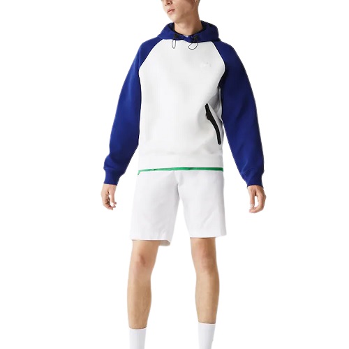 sweatshirt Lacoste sport bicolore lacoste sweatshirt bicolore à capuche blanc bleu sport aventure Orange