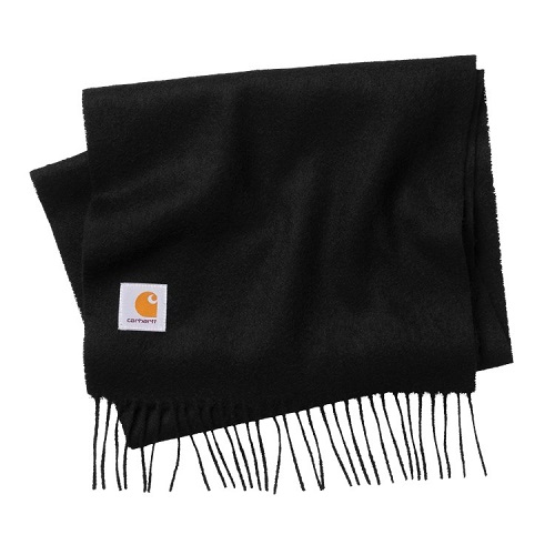écharpe Carhartt clanscarf en laine et franges uni black noir sport aventure orange