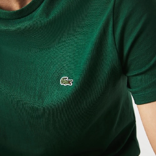 T-shirt Lacoste coton pima vert foncé léger en coton sport aventure orange