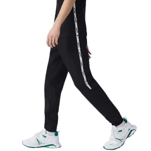 pantalon de jogging Lacoste en molleton de coton fuselé noir avec bandes contrastées Sport aventure Orange