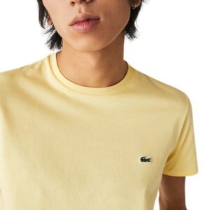 LACOSTE T-shirt Pima jaune col rond