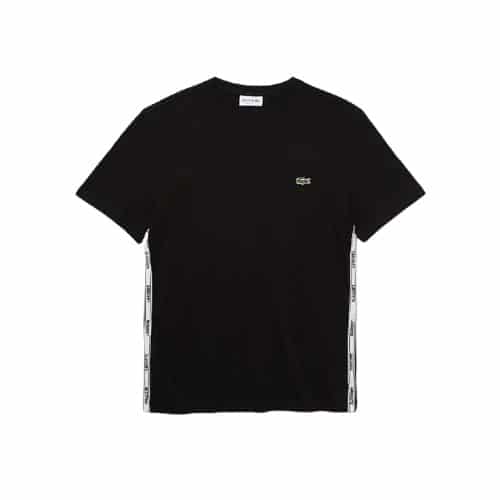 T-shirt Lacoste a bandes noir en coton sport aventure Orange