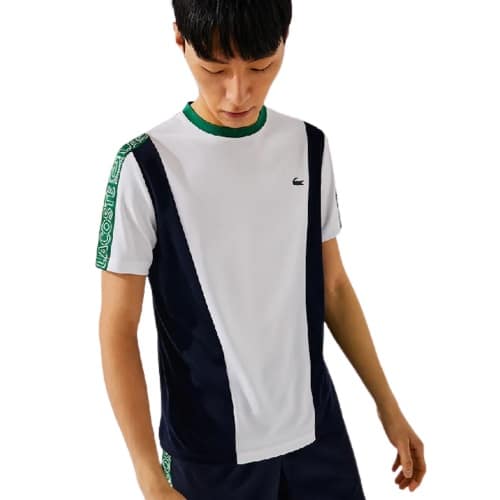 t-shirt lacoste blanc vert sport aventure orange