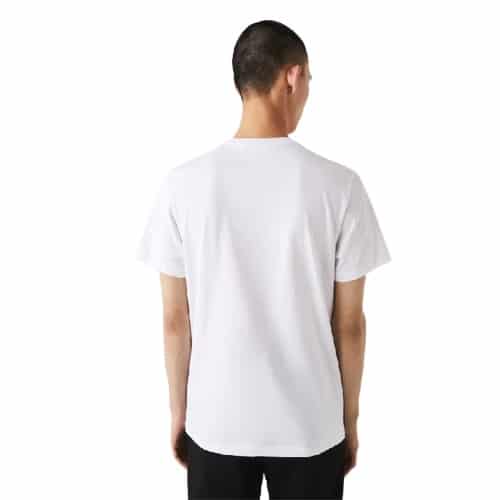 T-shirt Lacoste signature en coton blanc sport aventure Orange