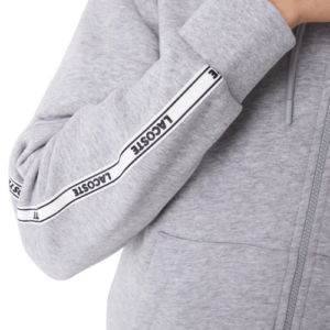 LACOSTE Sweatshirt zippé gris bandes à capuche