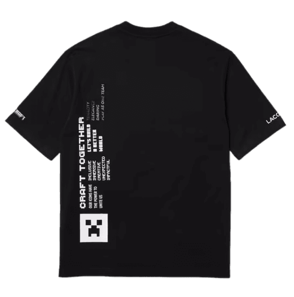 T-shirt Lacoste Minecraft black noir en coton noir et blanc minecraft jeux videos sport aventure Orange