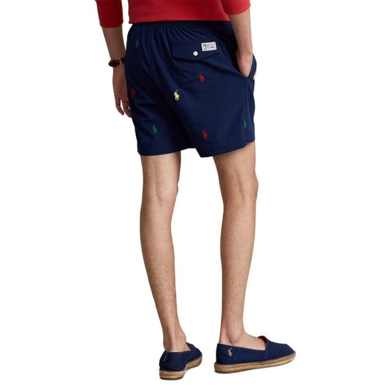 short de bain ralph lauren traveler marine brodé sport aventure Orange