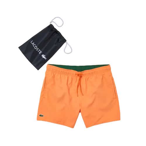 short de bain Lacoste uni orange mandarine polyester sport aventure Orange
