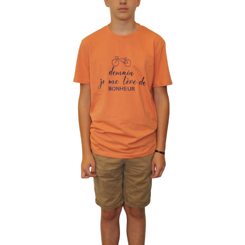 t-shirt bonmoment Bonheur volcano orange en coton bio sport aventure Orange