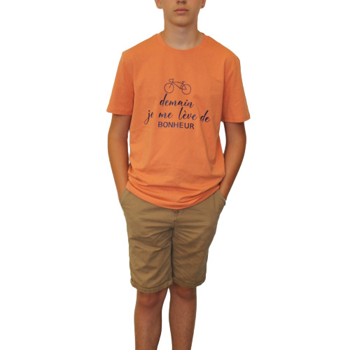 t-shirt bonmoment Bonheur volcano orange en coton bio sport aventure Orange