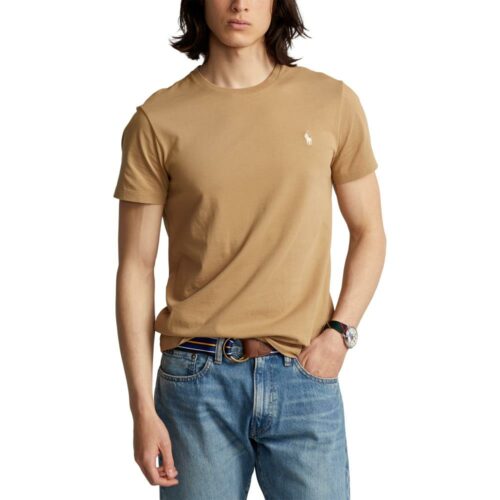 RALPH LAUREN T-Shirt tan col rond