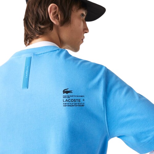 t-shirt Lacoste homme bleu t-shirt lacoste bleu en coton sport aventure Orange