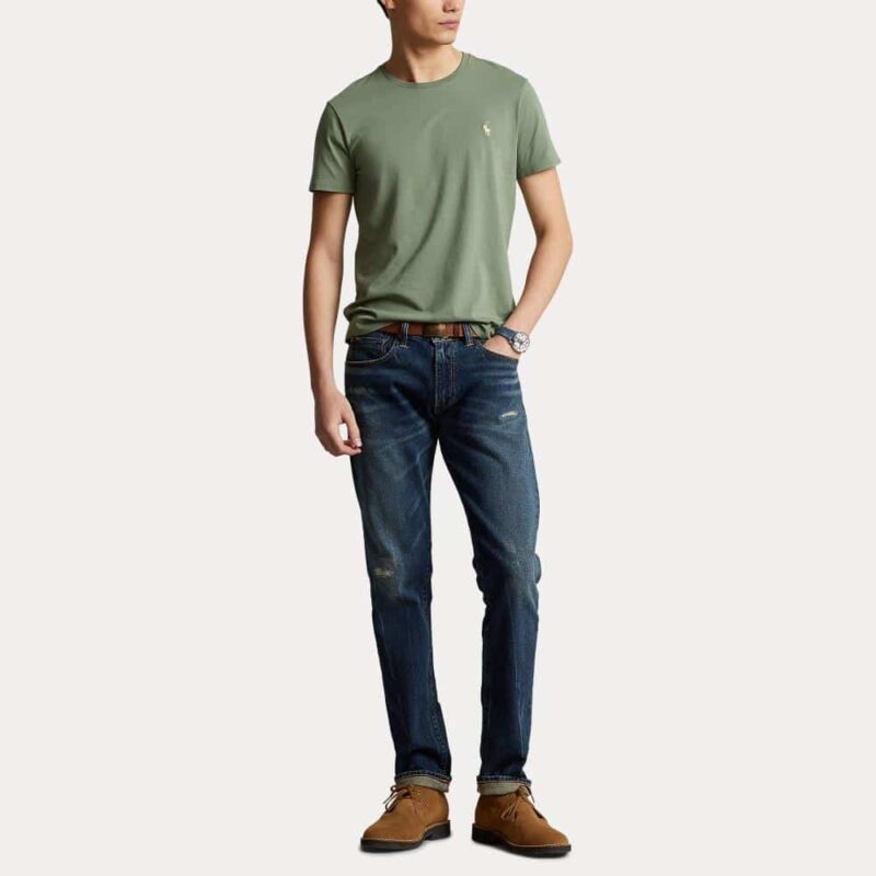 t-shirt ralph lauren uni vert olive en coton sport aventure Orange