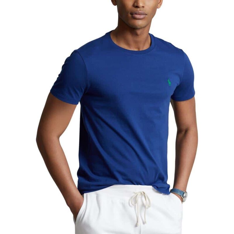 t-shirt ralph lauren bleu en coton brodé sport aventure Orange