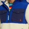sweat polaire homme ralph lauren demi zippée à capuche creme bleu multicolore sport aventure à Orange