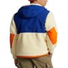 sweat polaire homme ralph lauren demi zippée à capuche creme bleu multicolore sport aventure à Orange