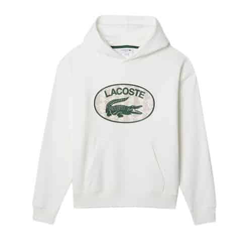 Sweatshirt à capuche lacoste gros marquage crocodile monogramme sweat lacoste blanc à cazpuche homme sport aventure 0range