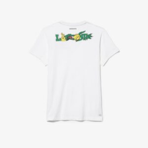 LACOSTE T-shirt imprimé crocodile blanc