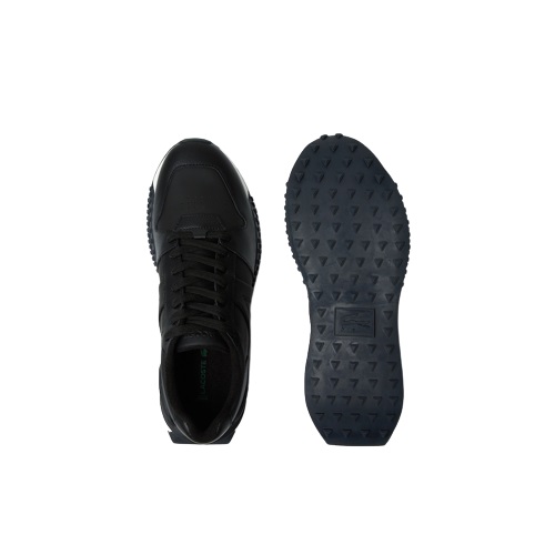 chaussures Lacoste homme sneakers L-SPIN DELUXE 2.0 noir black cuir et synthétique sport aventure Orange