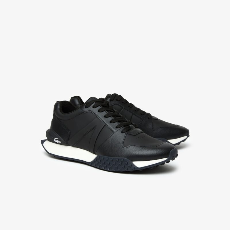 chaussures Lacoste homme sneakers L-SPIN DELUXE 2.0 noir black cuir et synthétique sport aventure Orange