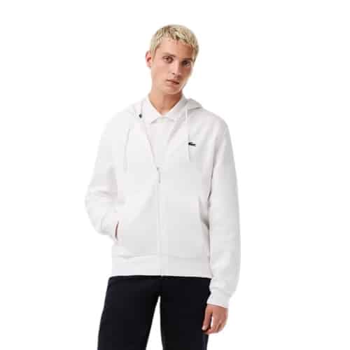 Sweat zippé a capuche blanc Lacoste SH9626 sport en coton sweatshirt blanc Lacoste sport aventure Orange