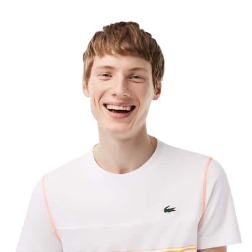 t-shirt Lacoste th5197 blanc medvedev tennis sport en coton respirant blanc sport aventure Orange