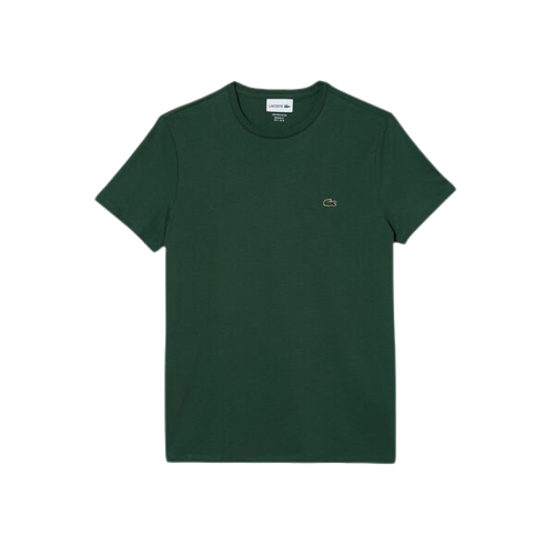 t-shirt Lacoste en coton pima vert foncé tres léger vous le trouverez chez Sport Aventure à Orange