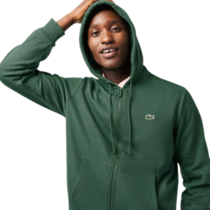 LACOSTE Sweat zippé vert à capuche