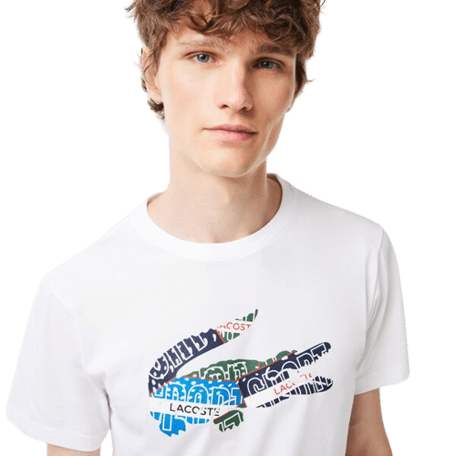 t-shirt Lacoste sport blanc logo crocodile chez sport aventure à Orange