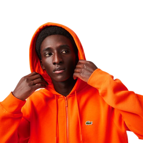 sweat zippé à capuche Lacoste orange sweatshirt orange à capuche chez sport aventure à Orange