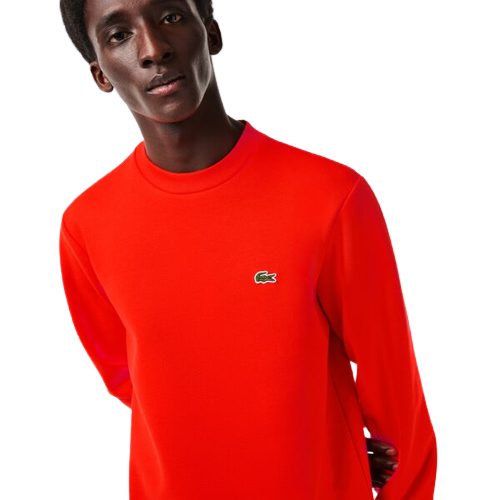 sweatshirt Lacoste orange col rond en coton bio chez sport aventure à Orange