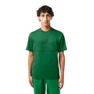 LACOSTE T-shirt logo matelassé vert