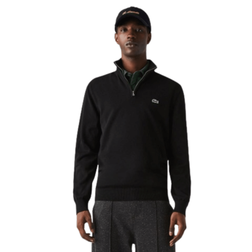 LACOSTE Pull zippé col montant noir