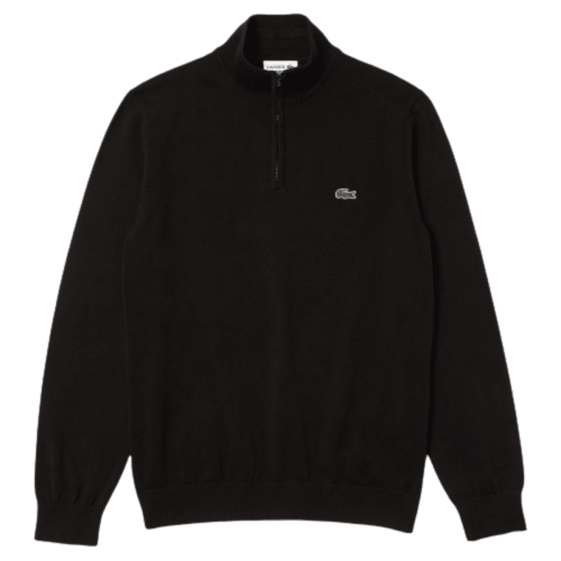 pull zippé col montant en coton lacoste noir