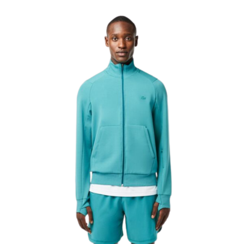 sweat lacoste bleu zippé