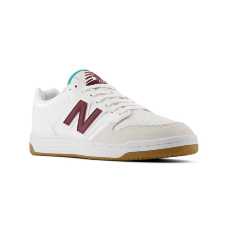 BASKET NEW BALANCE 480 EN CUIR WHITE BURGUNDY