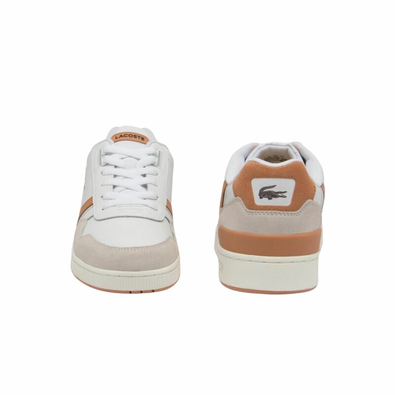 chaussures Lacoste t-clip pour homme blanc beige