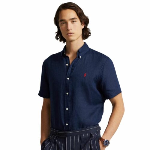 RALPH LAUREN Chemise mc lin marine