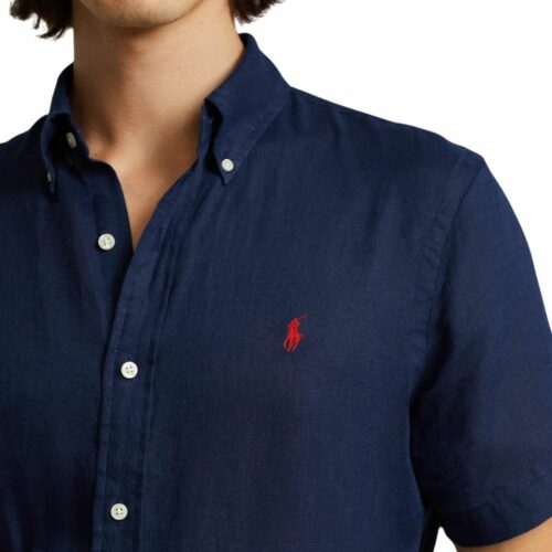 RALPH LAUREN Chemise mc lin marine