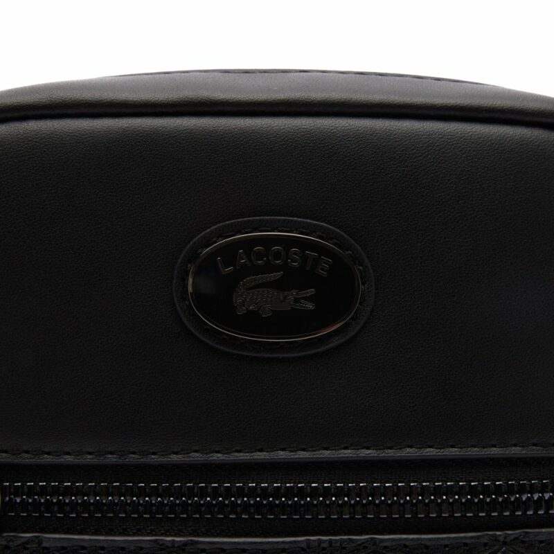 sacoche lacoste verticale logo embossé black