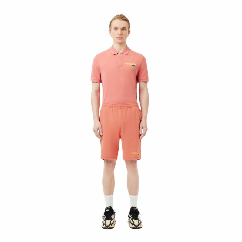 short en molleton lacoste jogger délavé rose